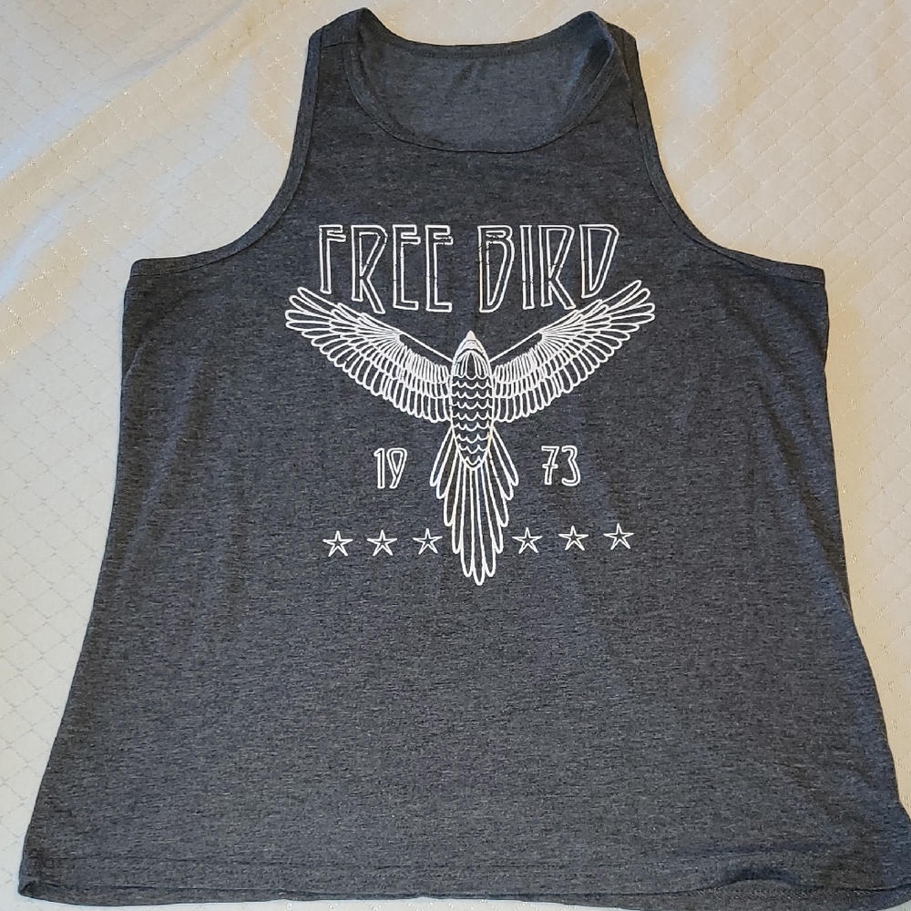 Gray 'Free Bird' Graphic Tank Top